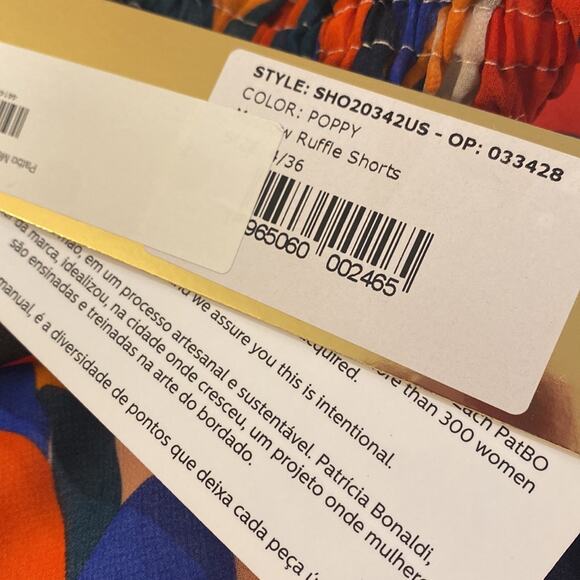 NWT PatBo Moscow Ruffle Shorts Poppy sz 4 - Picture 4 of 4